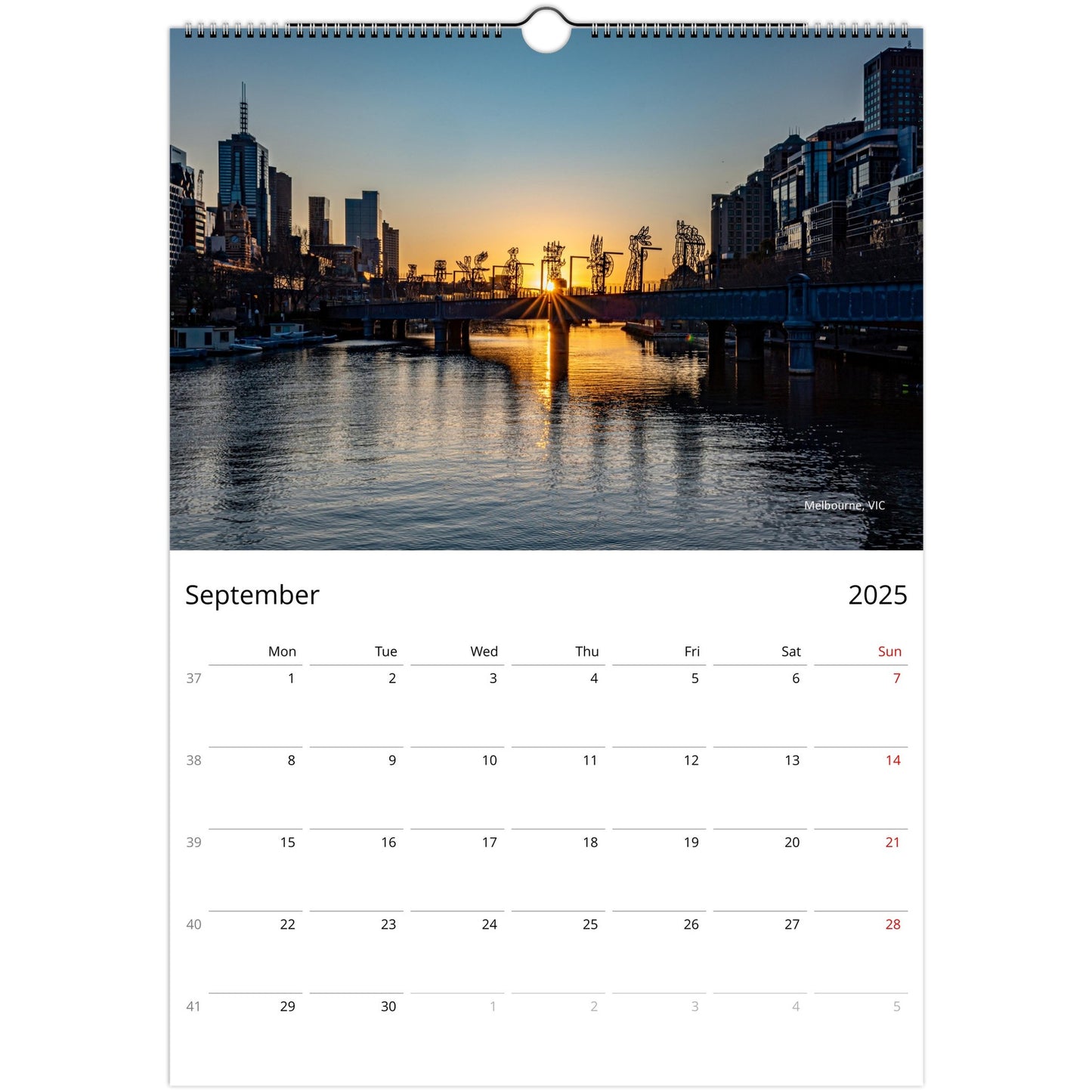 Sunrise and sunset monthly wall planner by Istvan Maar Photography