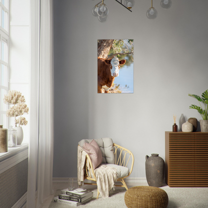 Cow Domestic Animal Canvas Wall Art Photography, Nursery Print, Nursery Animal Wall Decor, Kids Room, Prints, Stretched canvas by Istvan Maar Photography mockup 10