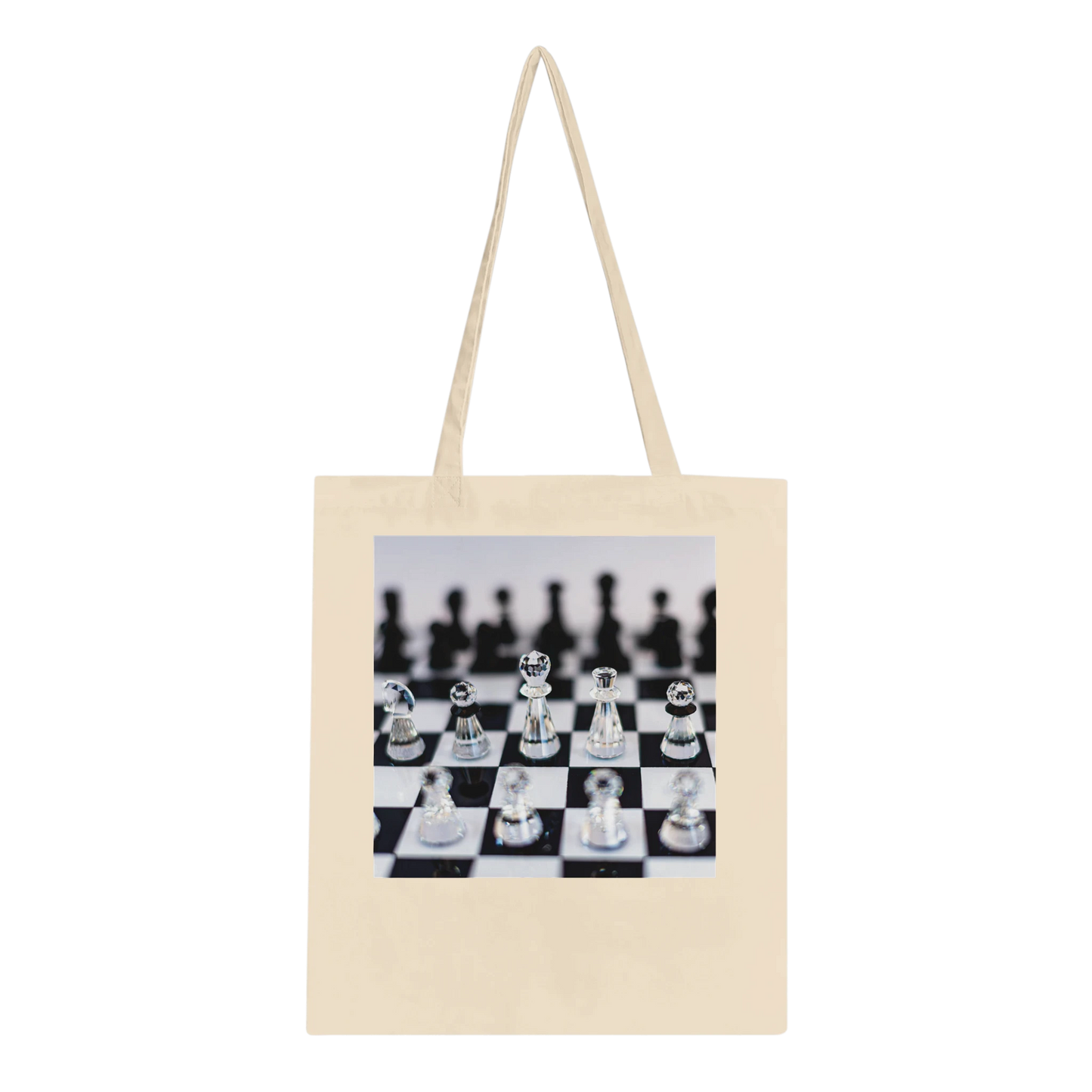 Think Sharp crystal chess tote bag — Classic Natural