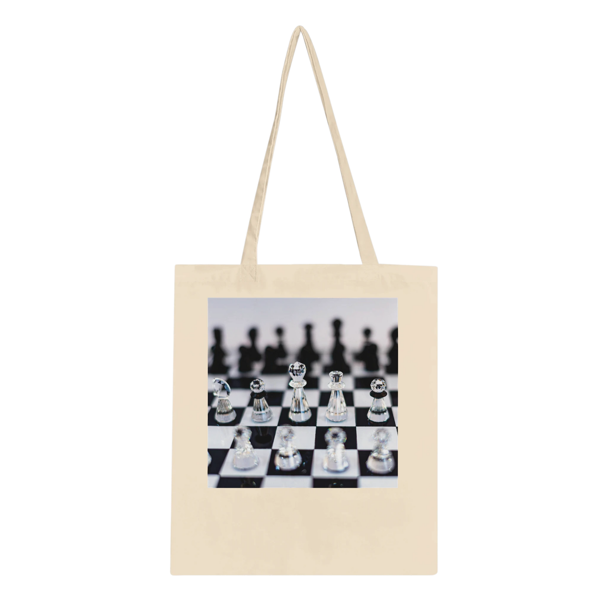 Think Sharp crystal chess tote bag — Classic Natural