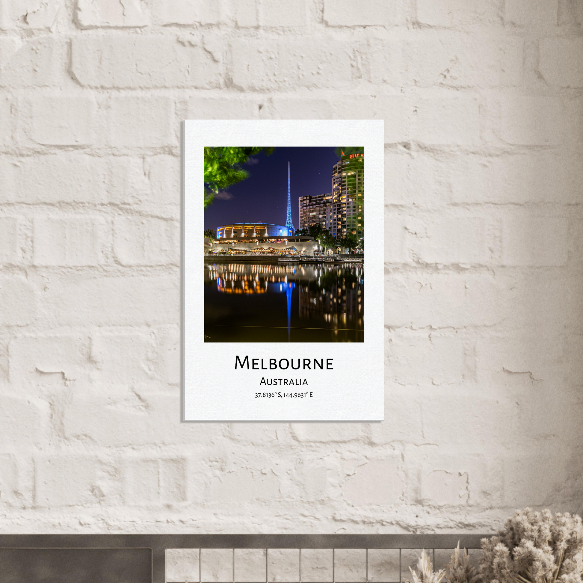 Personalised Melbourne Travel Canvas - Hammer Hall - on brick wall