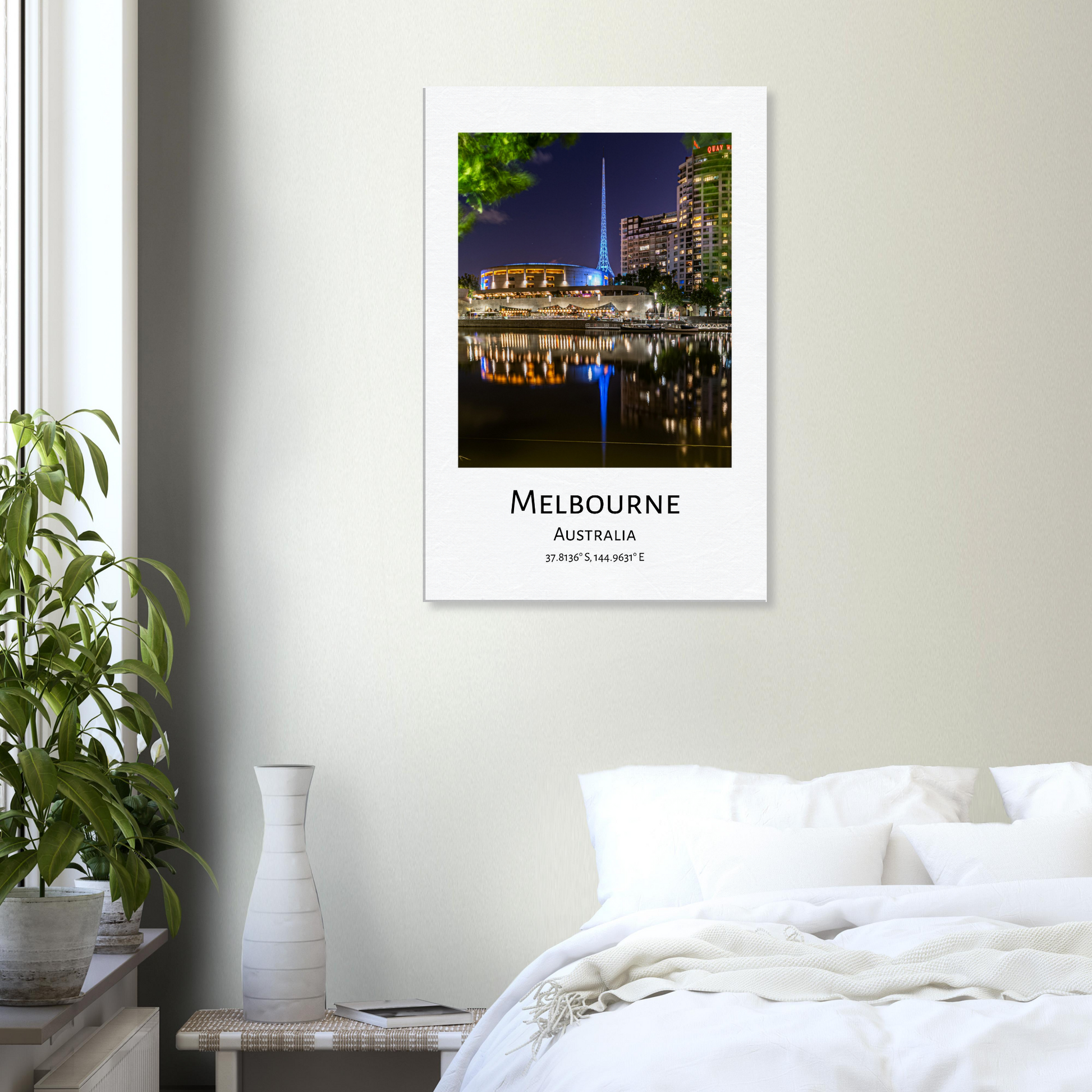 Personalised Melbourne Travel Canvas - Hammer Hall in bedroom