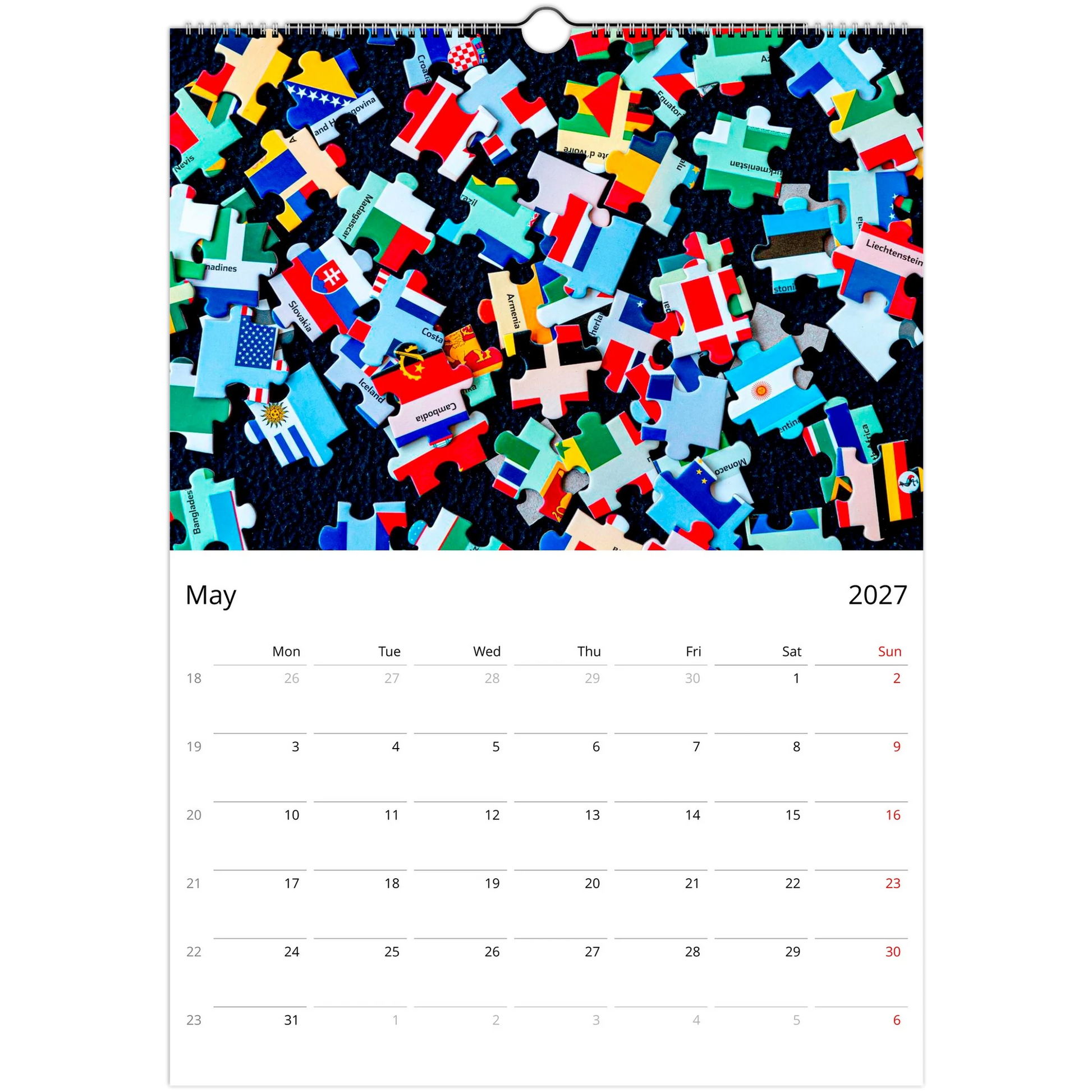 2027 Puzzle Wall Calendar – lifestyle wall display in home interior