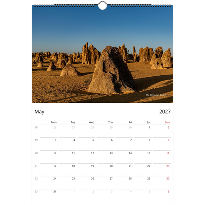 2027 Western Australia Wall Calendar - monthly spread with Western Australia photography