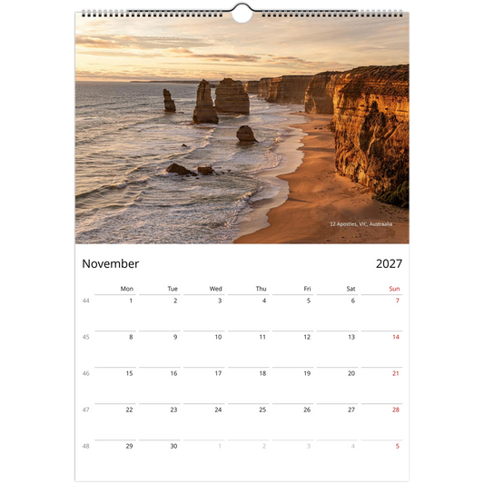 2027 Australian Coastal Wall Calendar - photography detail of Australian coastline