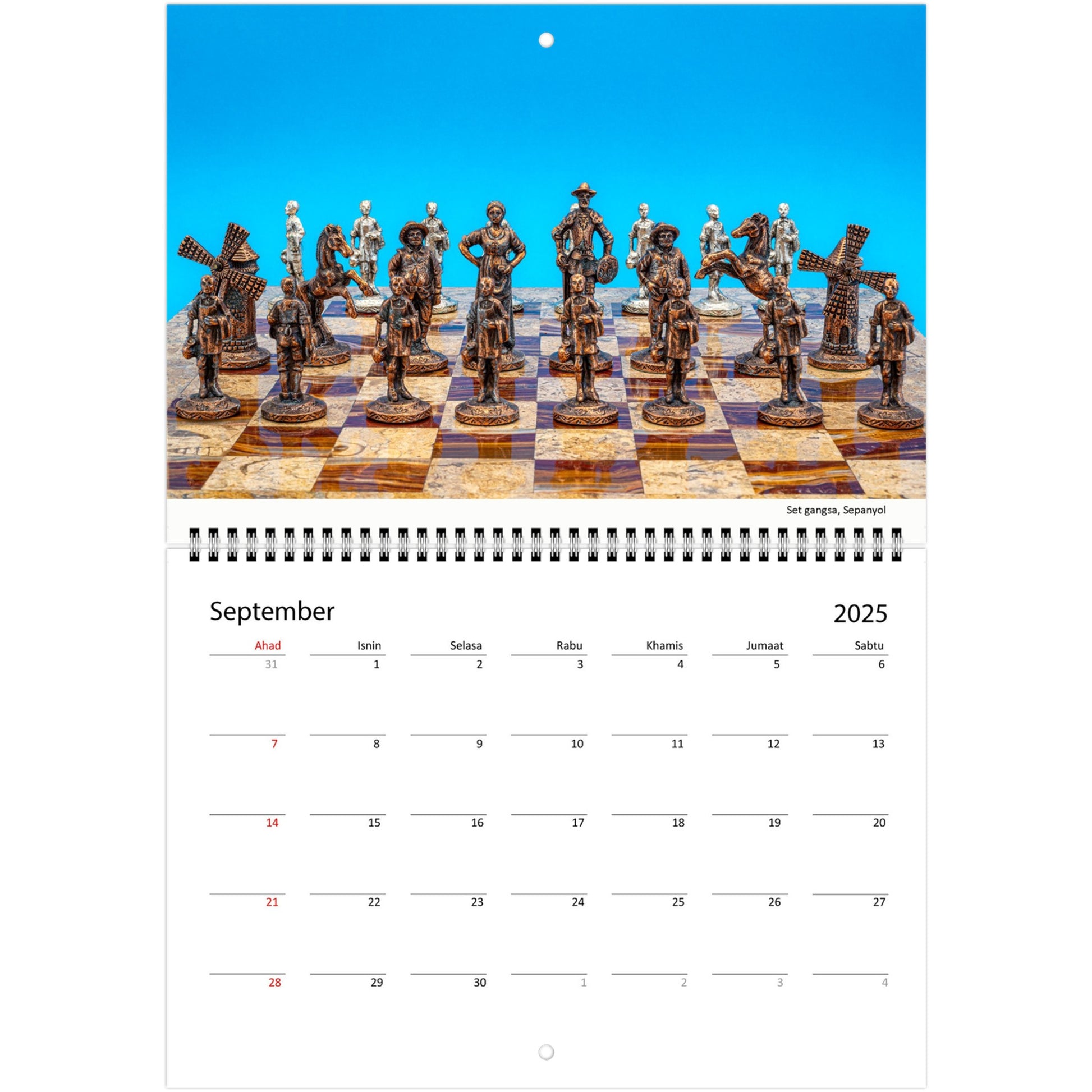 2025 Chess Wall Calendar by Istvan Maar Photography featuring intricate chess sets.