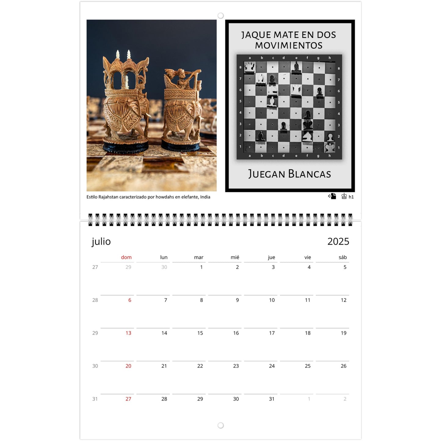 2025 Chess Wall Calendar by Istvan Maar Photography featuring stunning global chess set images and challenging puzzles.