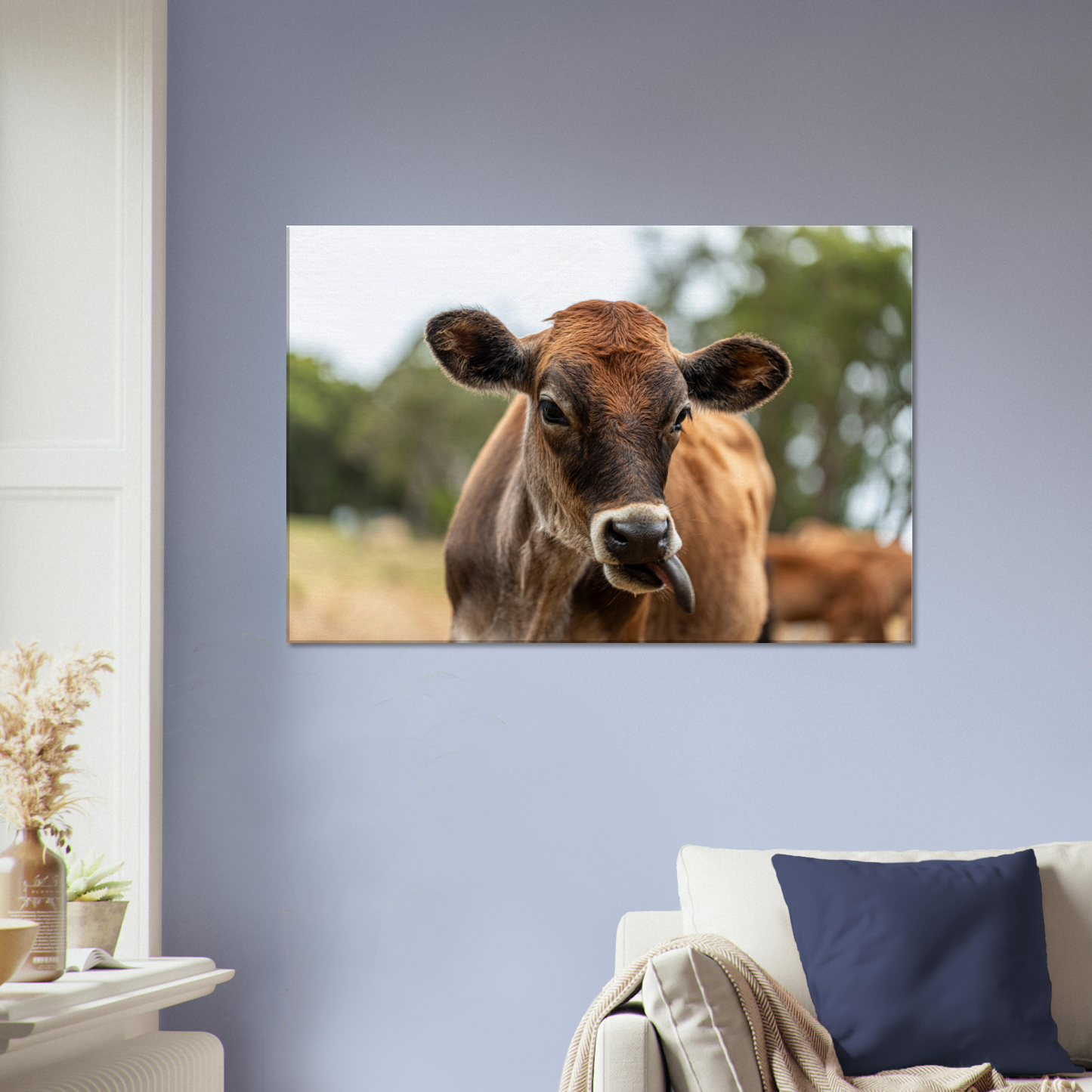 Cute calf Domestic Animal Canvas Wall Art Photography, Nursery Print, Nursery Animal Wall Decor, Kids Room, Prints, Stretched canvas by Istvan Maar Photography mockup 06