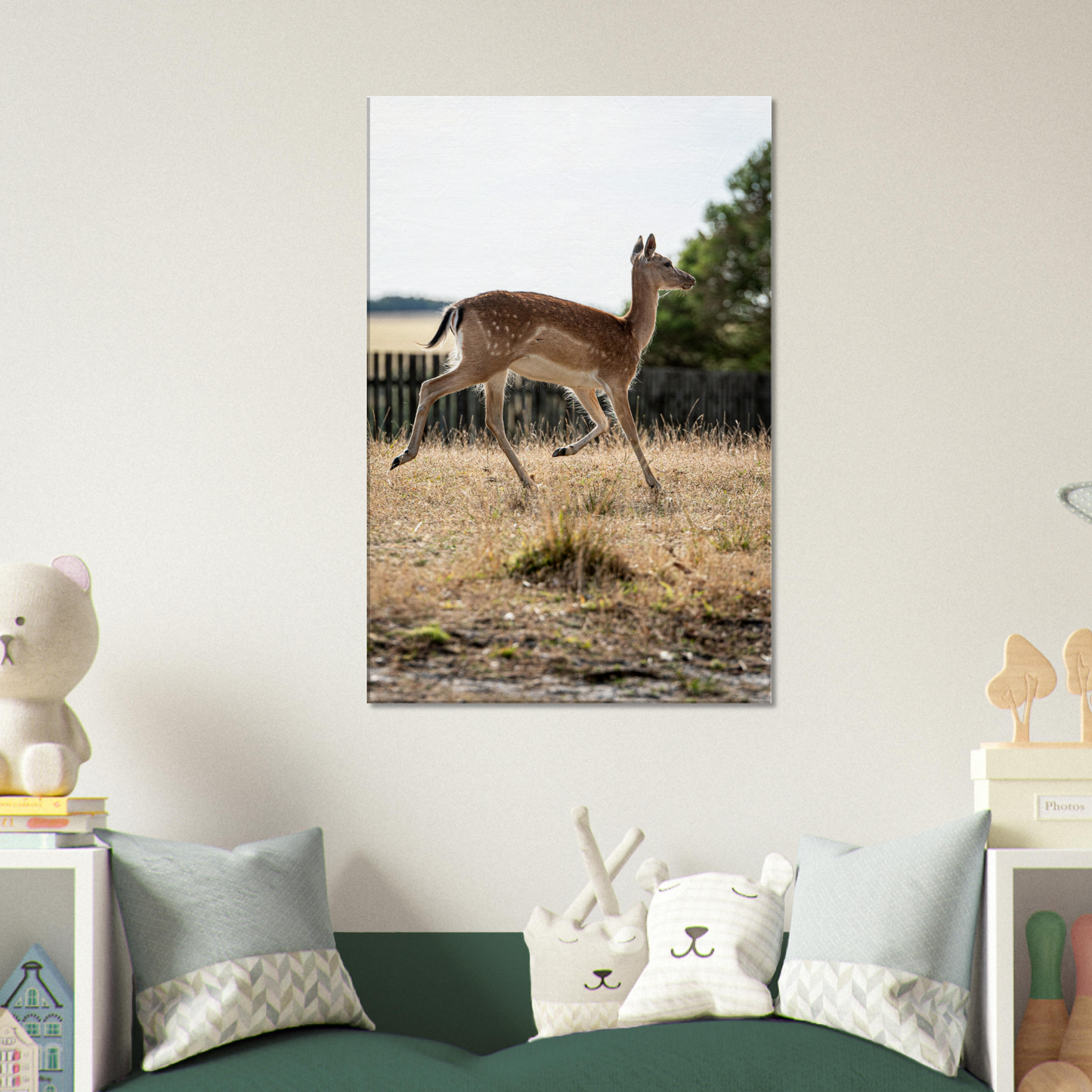 	
Deer Wildlife Animals Art Nursery Photography Wall Decor Kids Room Poster Playroom Artwork Stag Stretched Canvas 194