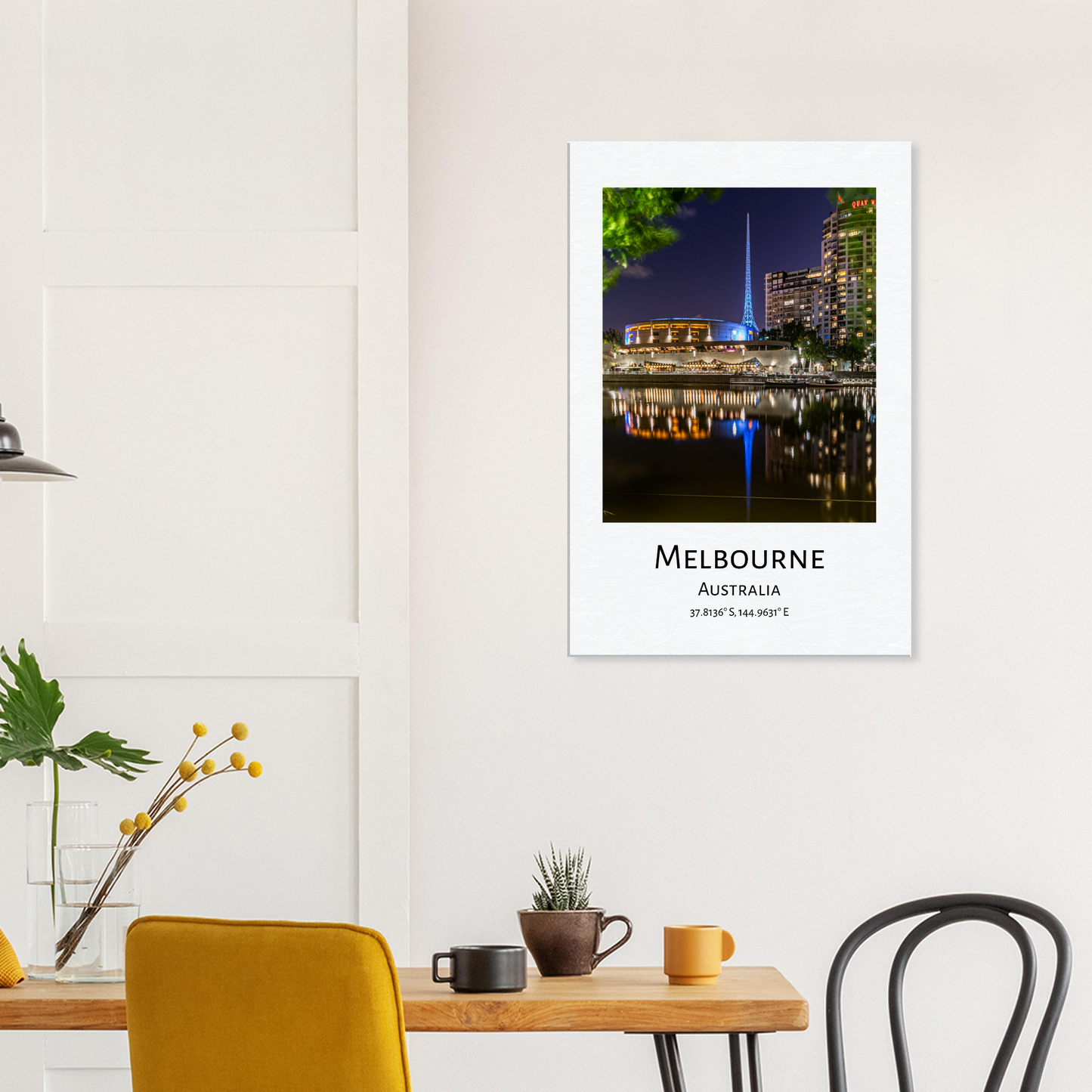 Personalised Melbourne Travel Canvas - Hammer Hall - in kitchen