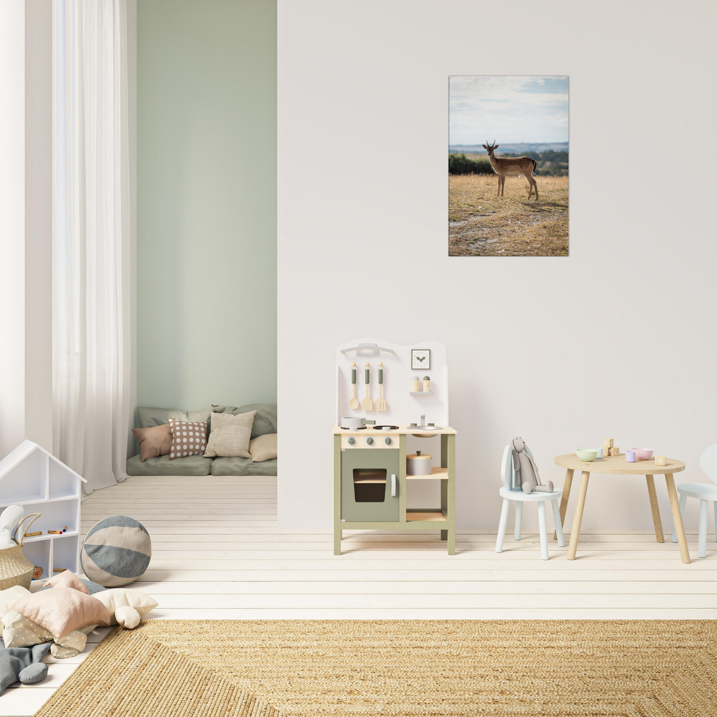 Deer wildlife canvas – framing and edge wrap detail