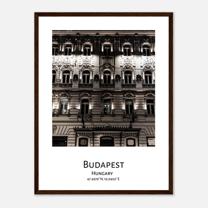 Personalized framed Budapest travel poster - Hotel National in Budapest - black frame - close-up