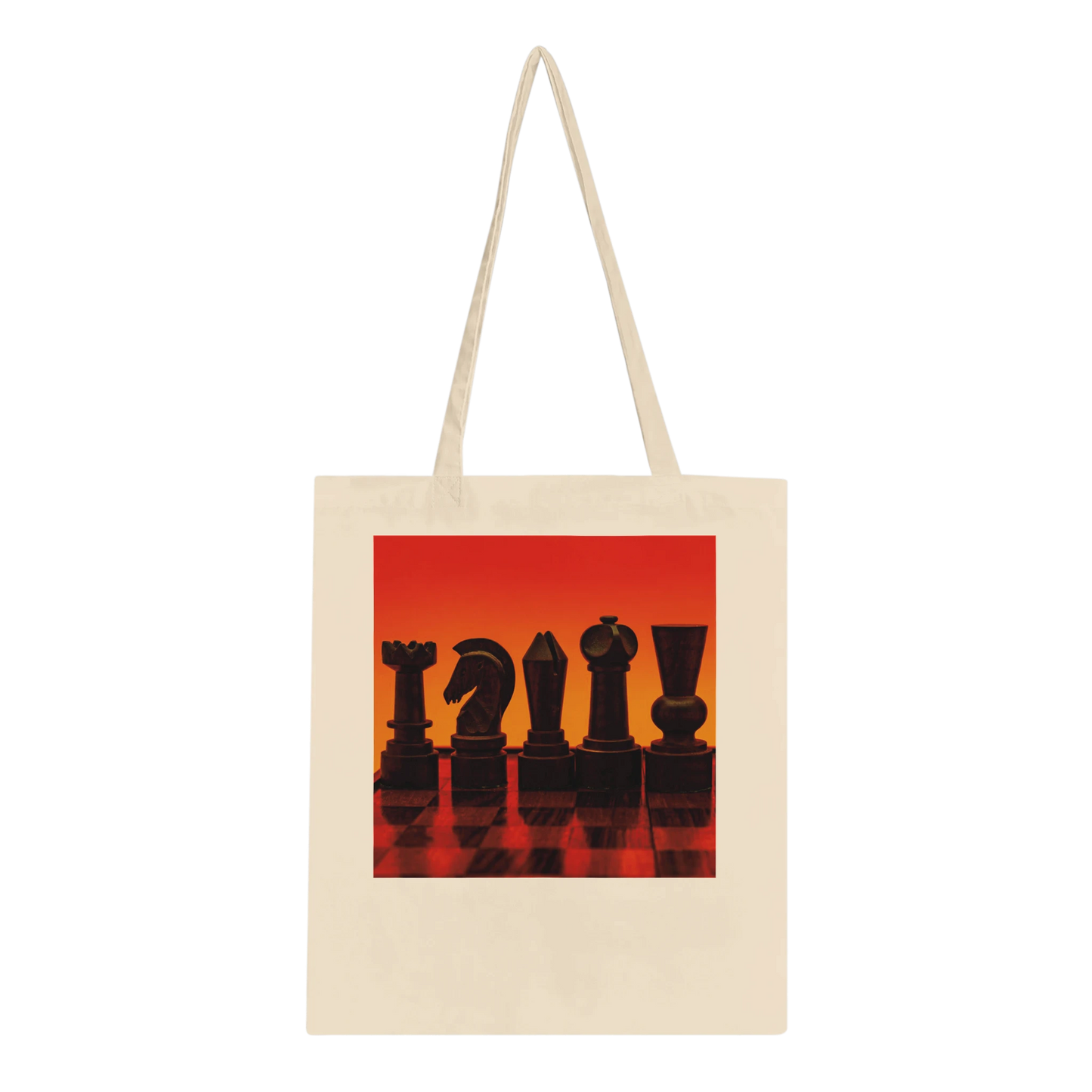 Silhouette Chess Set Tote Bag – Classic Natural – Chess Pieces Fine Art Photography by Istvan Maar