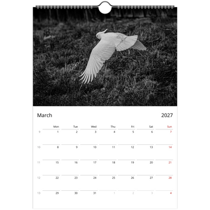Cockatoos Wall Calendar – monthly spread with cockatoo wildlife photography