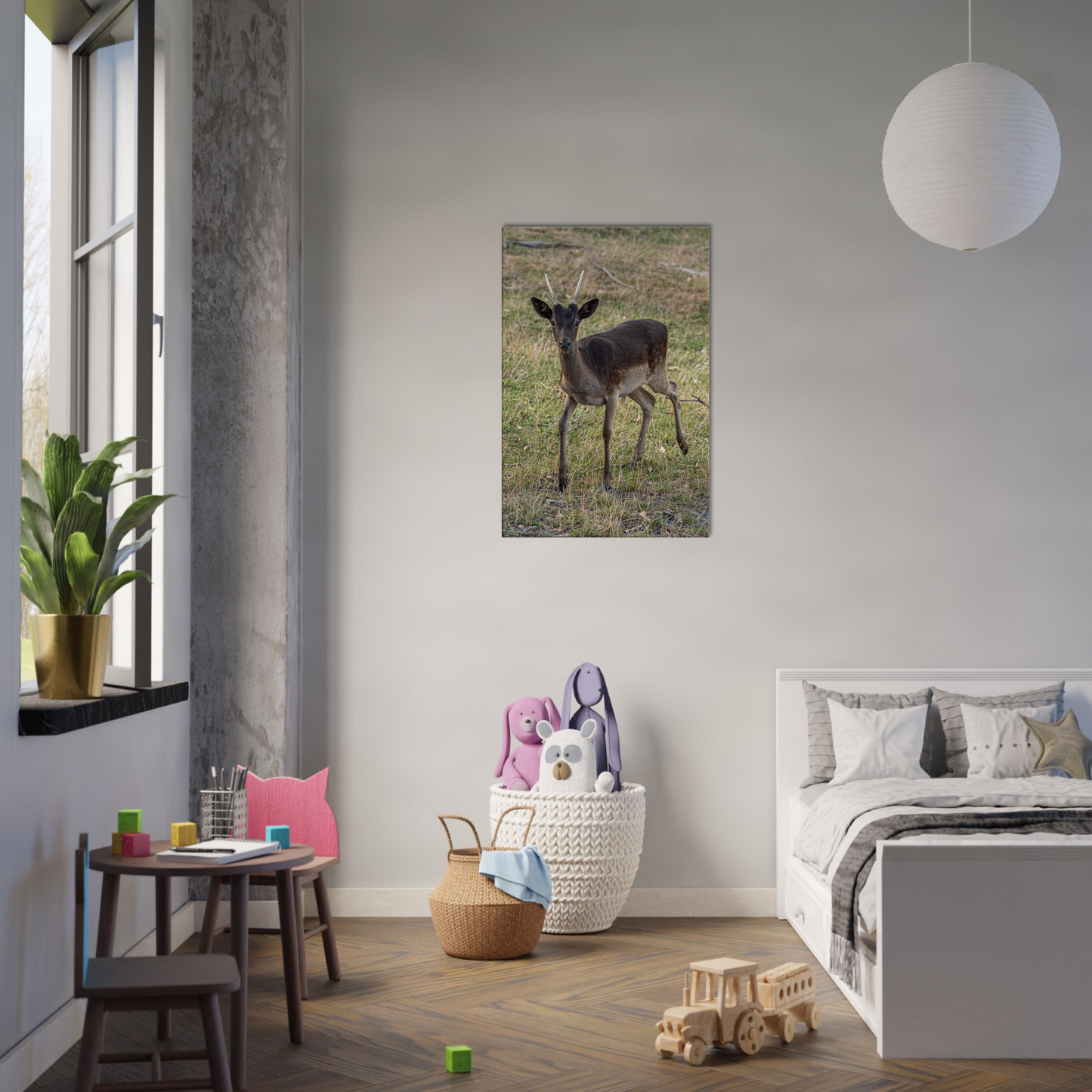 	
Deer Wildlife Animals Art Nursery Photography Wall Decor Kids Room Poster Playroom Artwork Stag Stretched Canvas 150