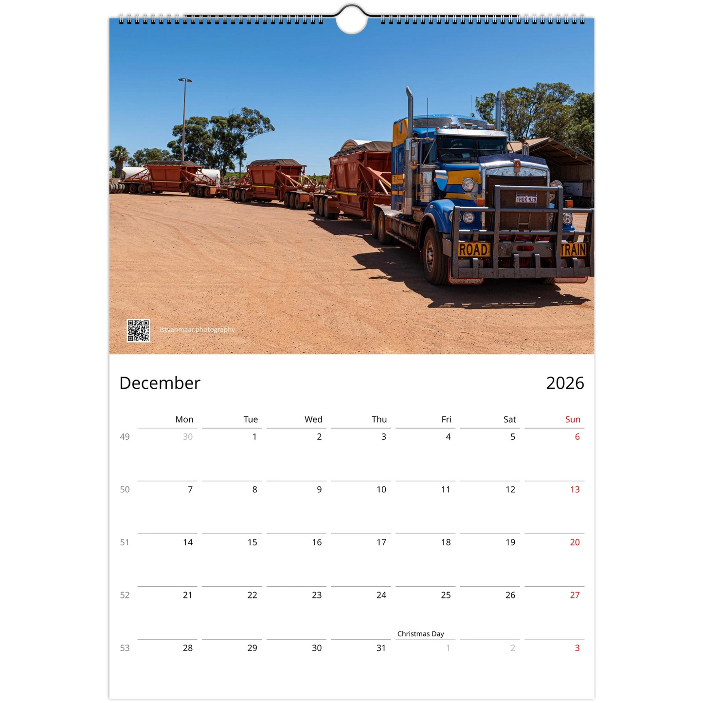 2027 Trucks Wall Calendar – monthly spread with truck photography