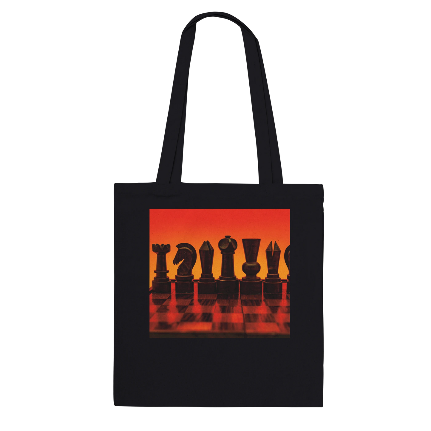 Silhouette Chess Set Tote Bag – Premium Black – Chess Pieces Fine Art Photography by Istvan Maar