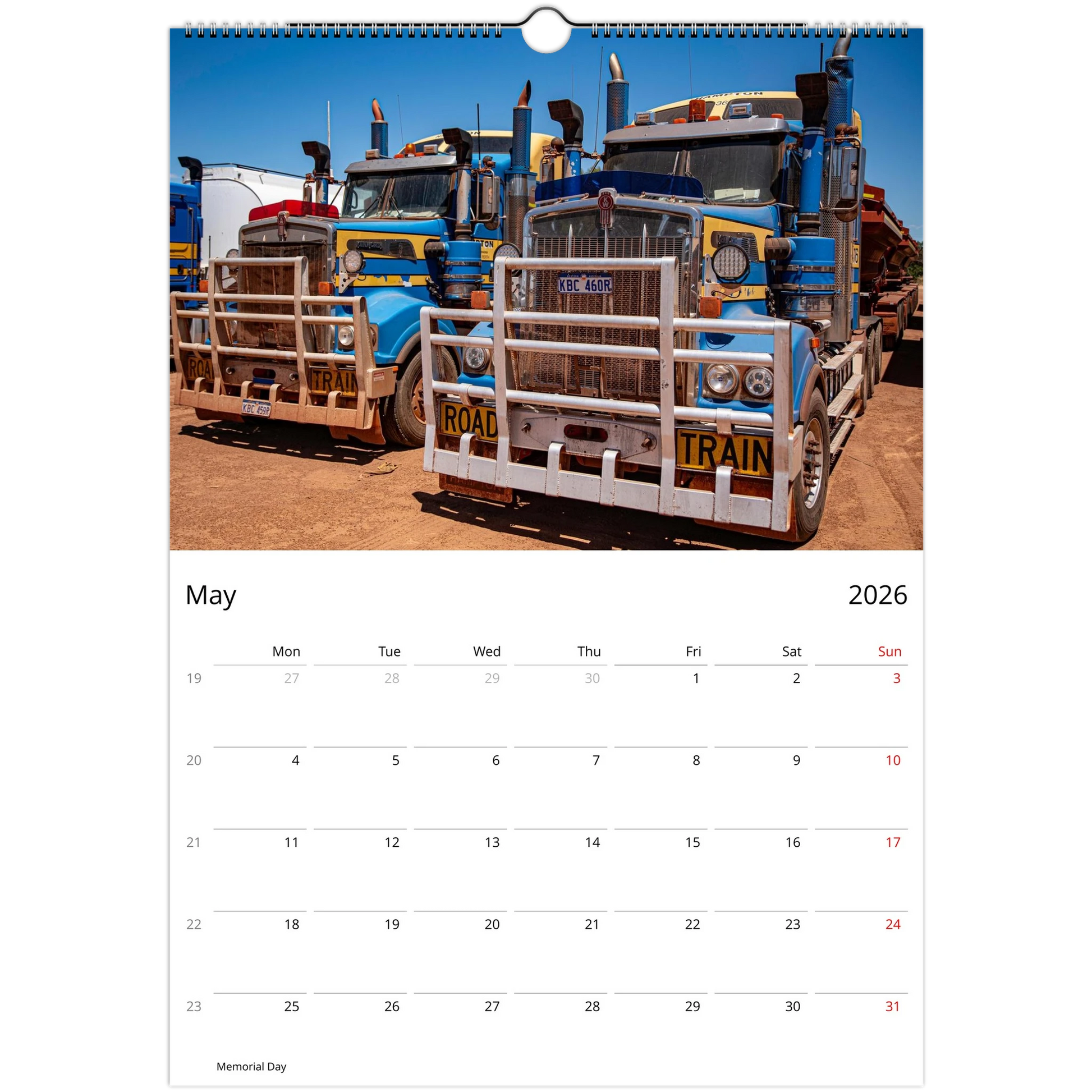 2027 Trucks Wall Calendar – lifestyle wall display in home interior