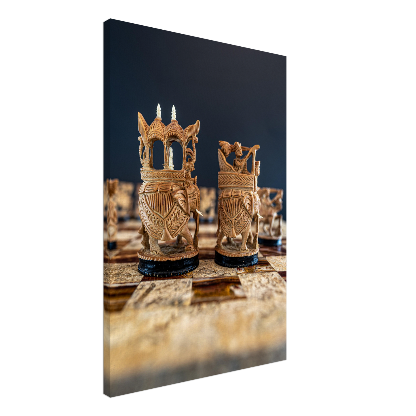 Sandalwood Rajasthan Style Chess Canvas by Istvan Maar Photography - by side