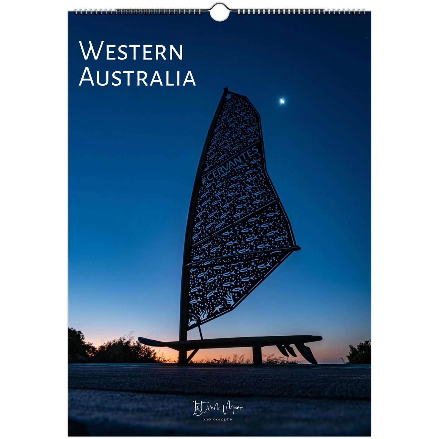 Calendar cover featuring a silhouette of a sailboat against a blue sky with 'Western Australia' text.