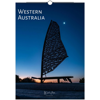 Calendar cover featuring a silhouette of a sailboat against a blue sky with 'Western Australia' text.