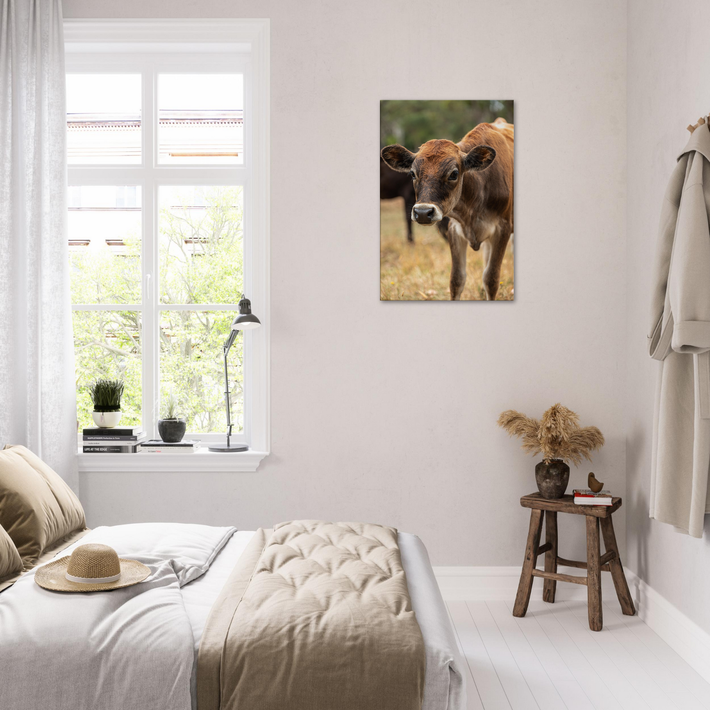 Cute calf Domestic Animal Canvas Wall Art Photography, Nursery Print, Nursery Animal Wall Decor, Kids Room, Prints, Stretched canvas by Istvan Maar Photography mockup 61