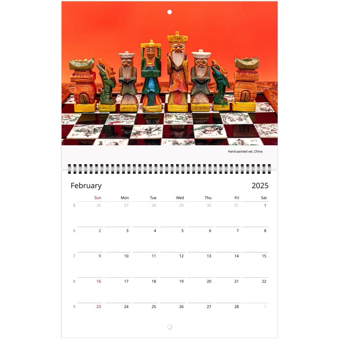 2025 Chess Wall Calendar by Istvan Maar Photography featuring intricate chess sets.