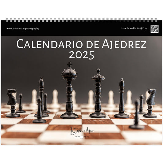 2025 Chess Wall Calendar by Istvan Maar Photography featuring intricate chess sets.