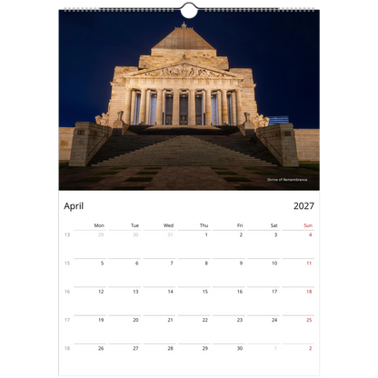 2027 Melbourne Wall Calendar - photography detail of Melbourne landmarks