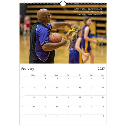 2027 Wall Calendar for the Best Basketball Coach – lifestyle wall display in home interior