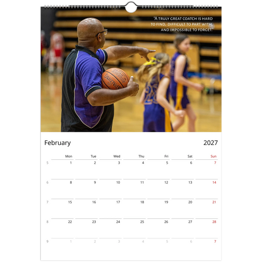 2027 Wall Calendar for the Best Basketball Coach – lifestyle wall display in home interior