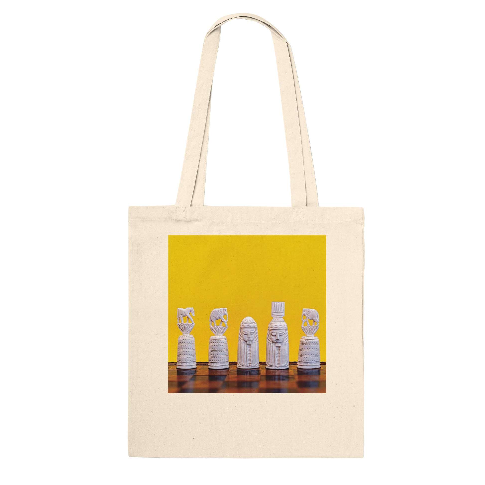 Silhouette Chess Tote Bag – Canvas Tote with Chess Back Rank – Unique Chess Gift Ships Worldwide