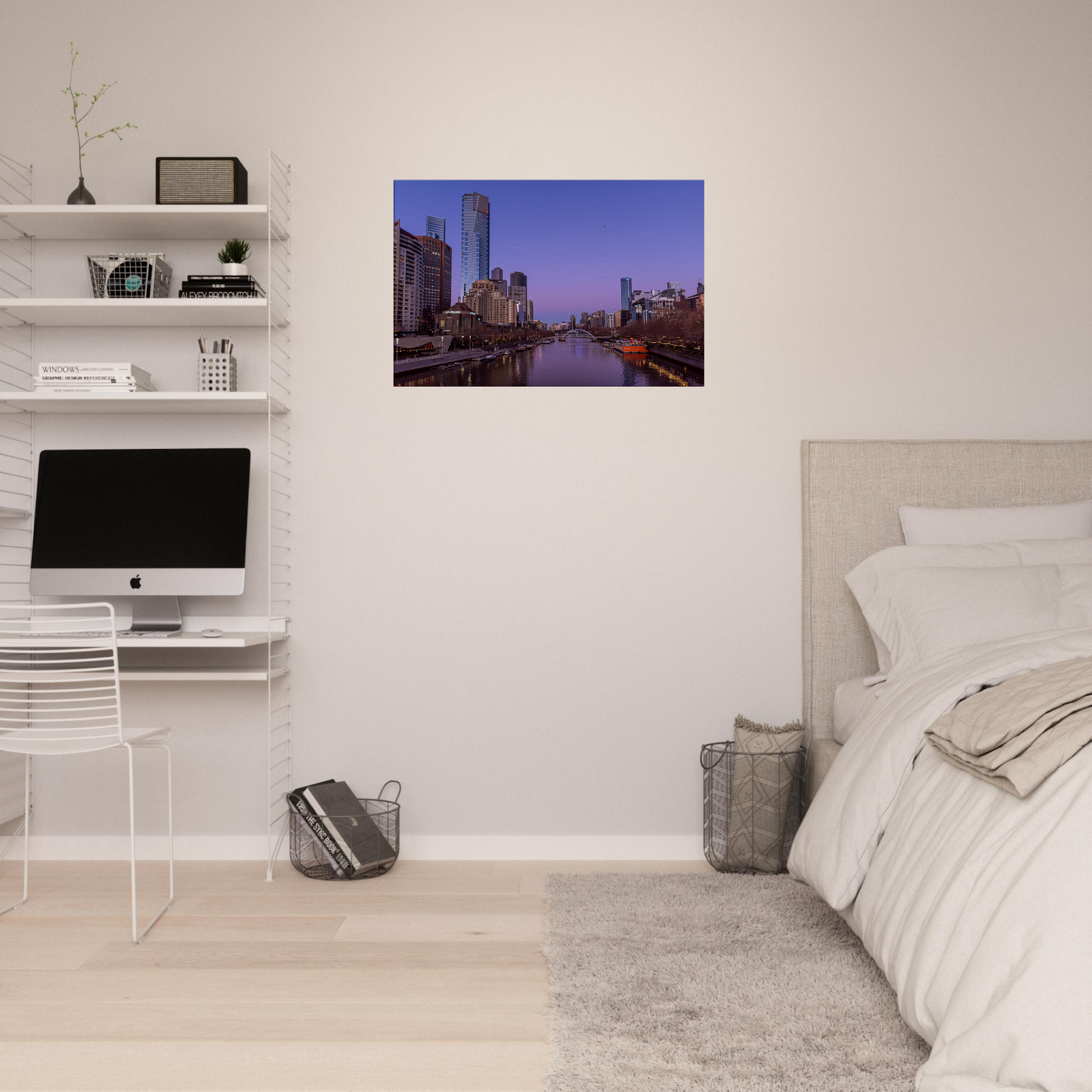 Melbourne Cityscape Pink Poster Canvas by Istvan Maar Photography - teen's room