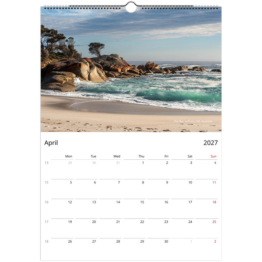 2027 Australian Coastal Wall Calendar - lifestyle wall display in home interior by Istvan Maar Photography. Ship worldwide.