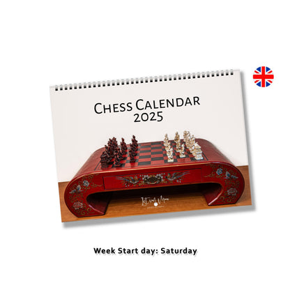 Chess wall calendar by Istvan Maar Photography, week starts by Saturday