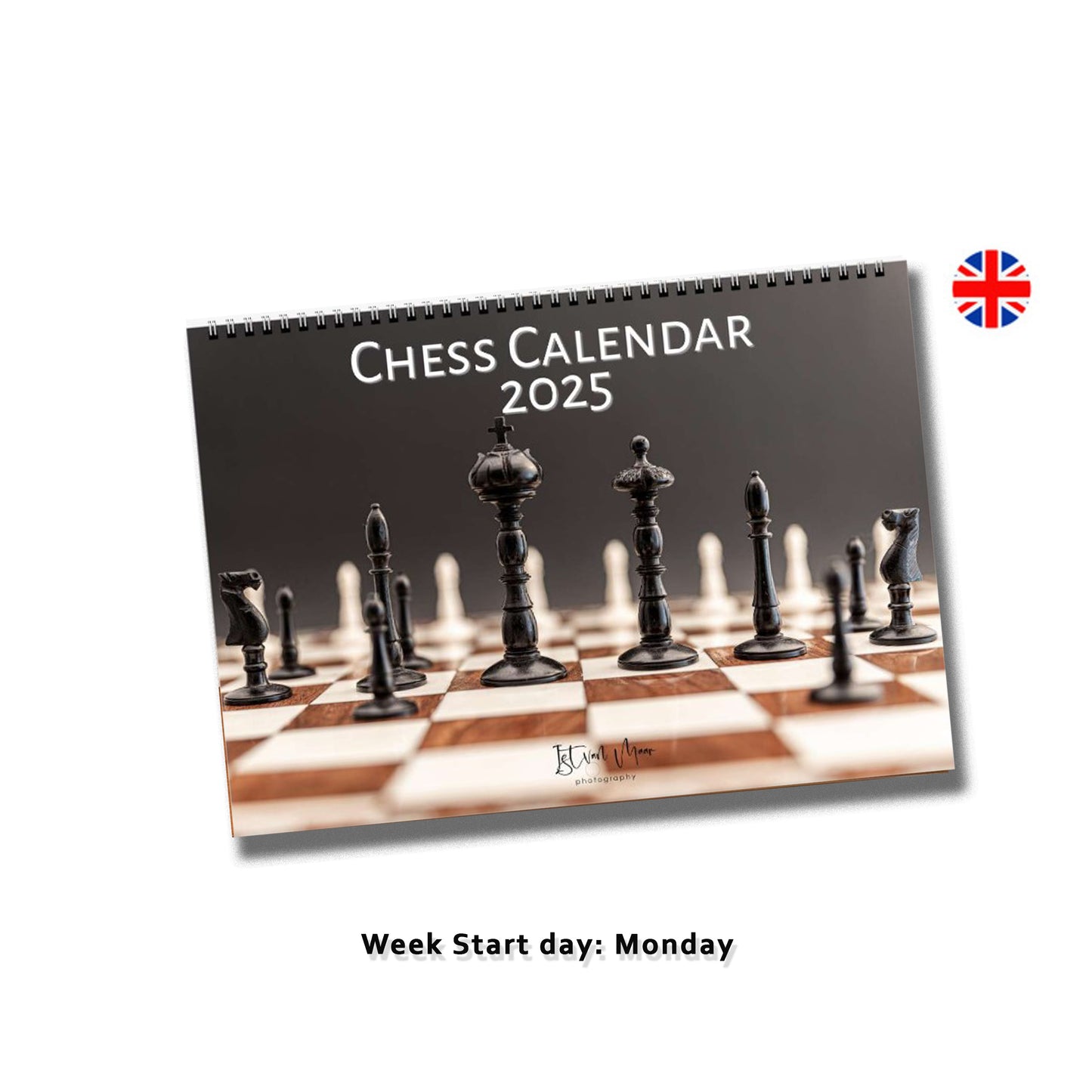 2025 Chess Calendar by Istvan Maar Photography - Monday Start day - English version