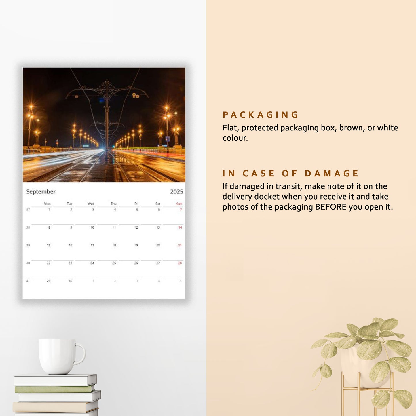 2025 Budapest Wall Calendar  | A3 Vertical | Danish | Week Starts Monday | 8225