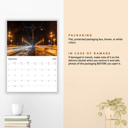 2025 Budapest Wall Calendar  | A3 Vertical | Danish | Week Starts Monday | 8225