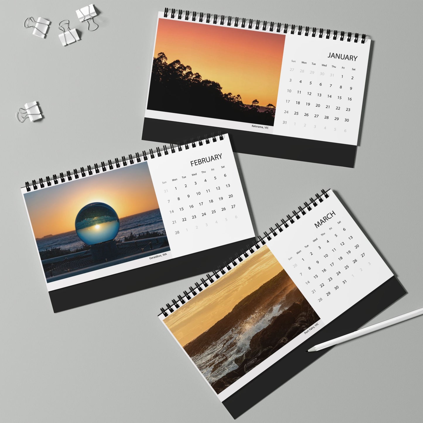 2027 Personalised Sunrise & Sunset Desk Calendar | US & CA