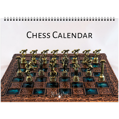 Chess Wall Calendar – front cover featuring chess set photography by Istvan Maar