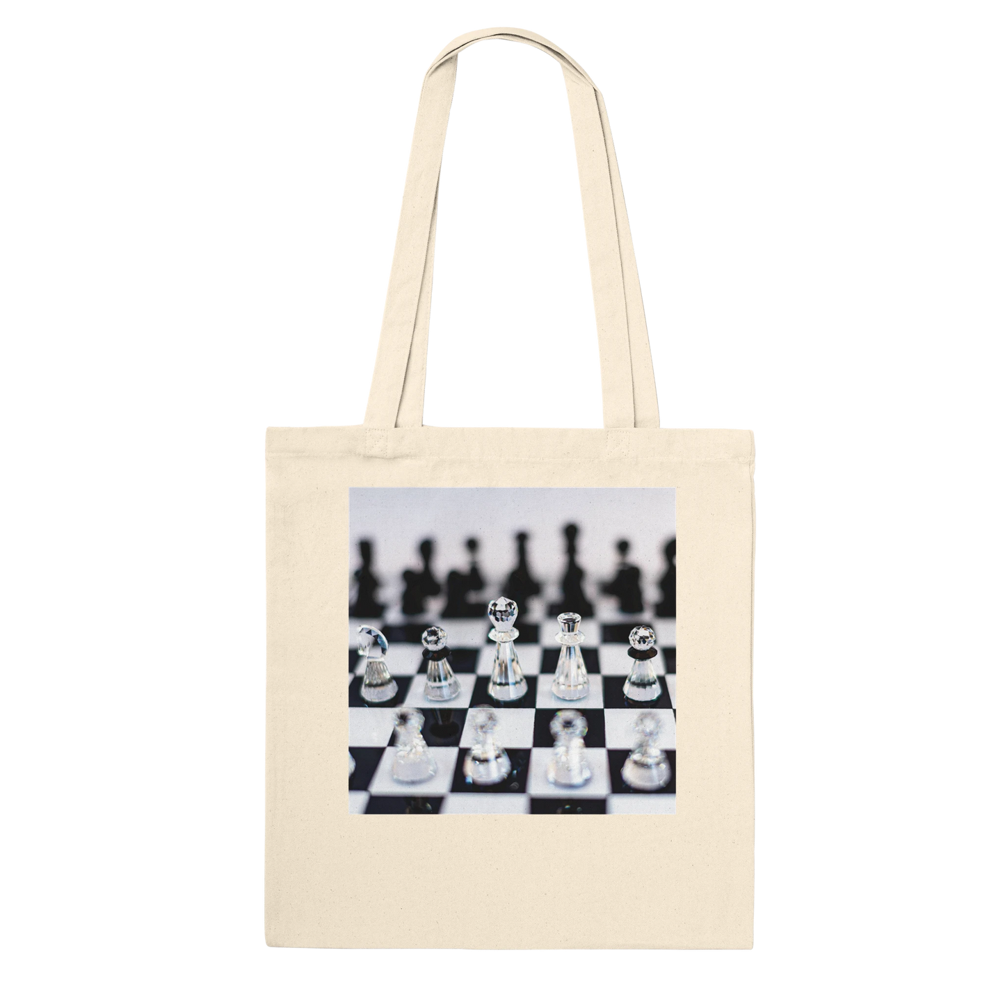 Think Sharp crystal chess tote bag — Classic Natural