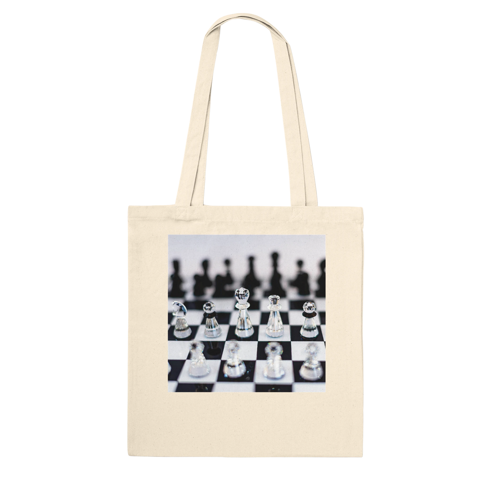 Think Sharp crystal chess tote bag — Classic Natural