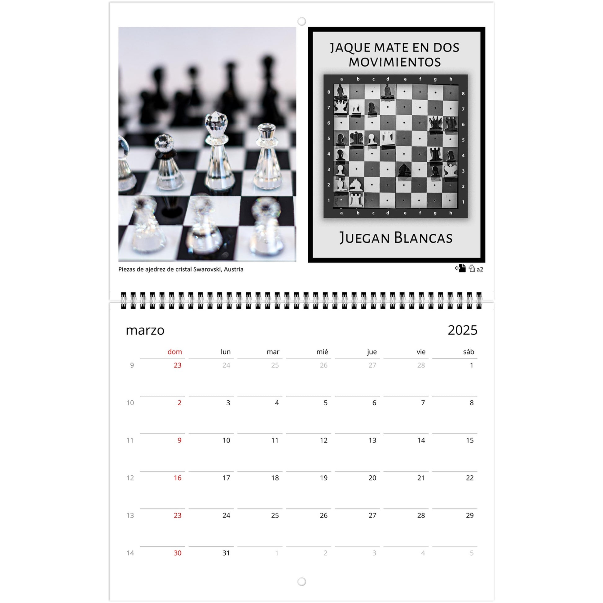 2025 Chess Wall Calendar by Istvan Maar Photography featuring global chess sets and monthly chess puzzles, vibrant imagery