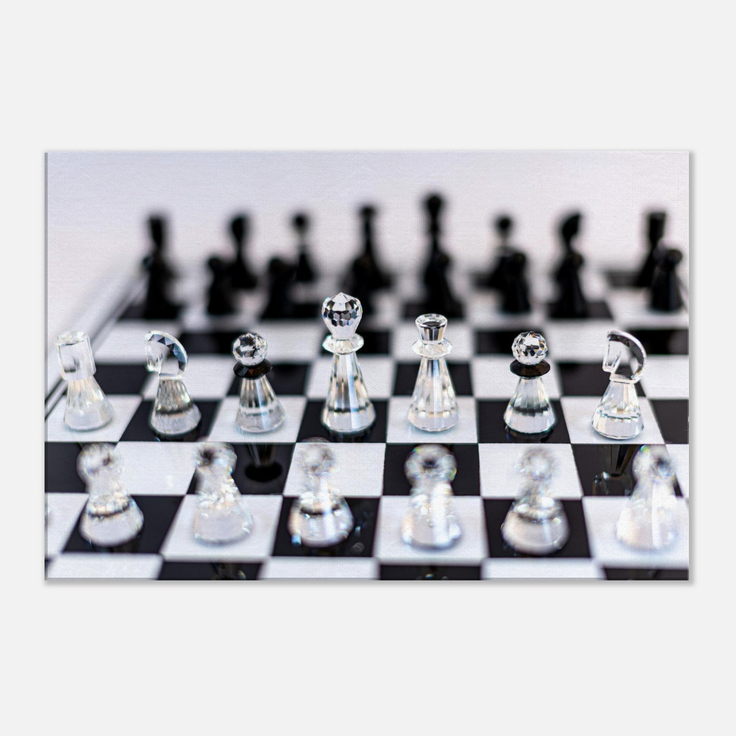 White Stretched Canvas Swarovski Crystal Chess by Istvan Maar Photography - Close-up