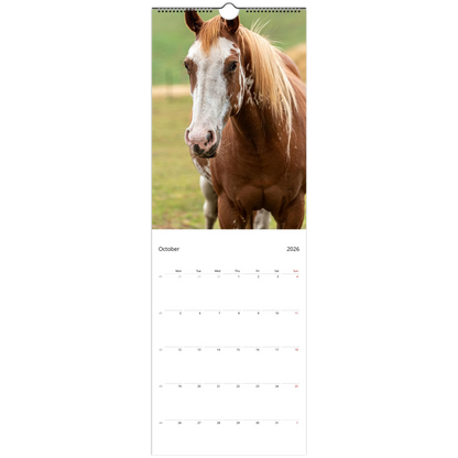 Horses Slim Wall Calendar – open calendar view with horse detail