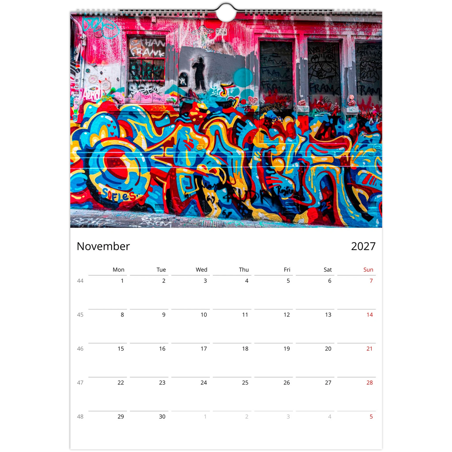 2027 Graffiti Wall Calendar – photography detail of urban street art