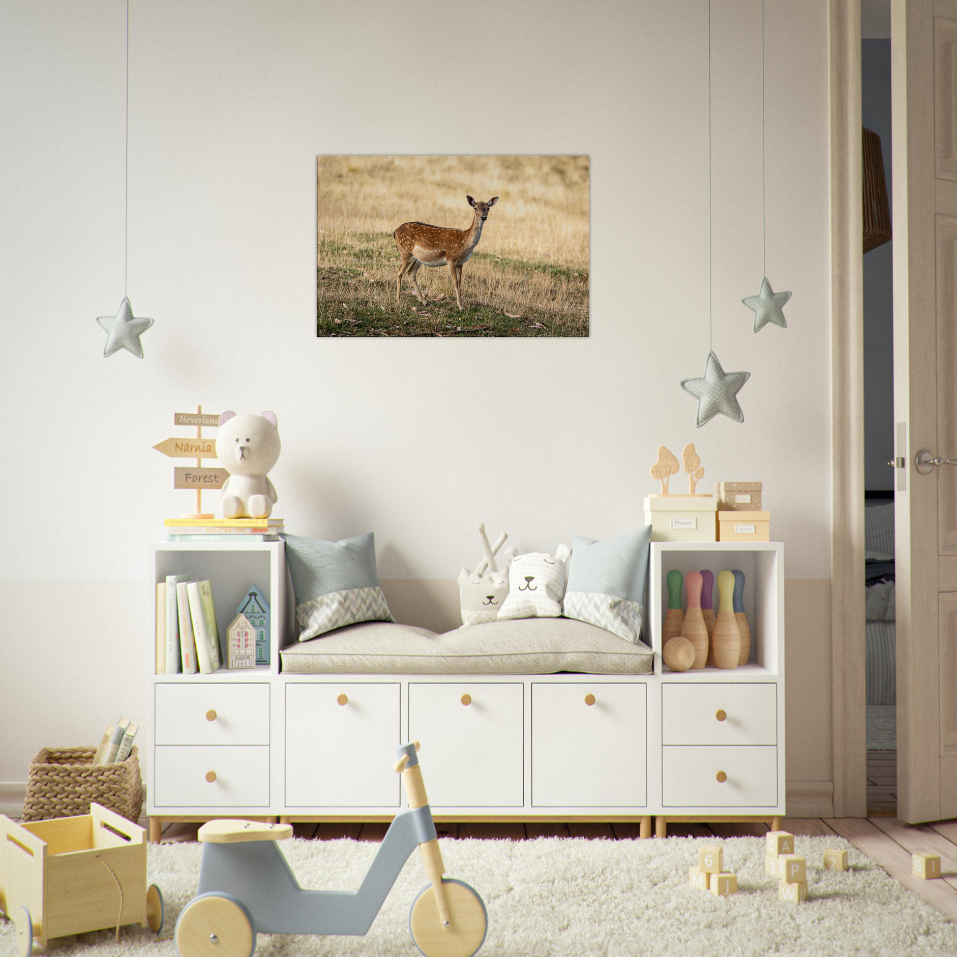 	
Deer Wildlife Animals Art Nursery Photography Wall Decor Kids Room Poster Playroom Artwork Stag Stretched Canvas 186