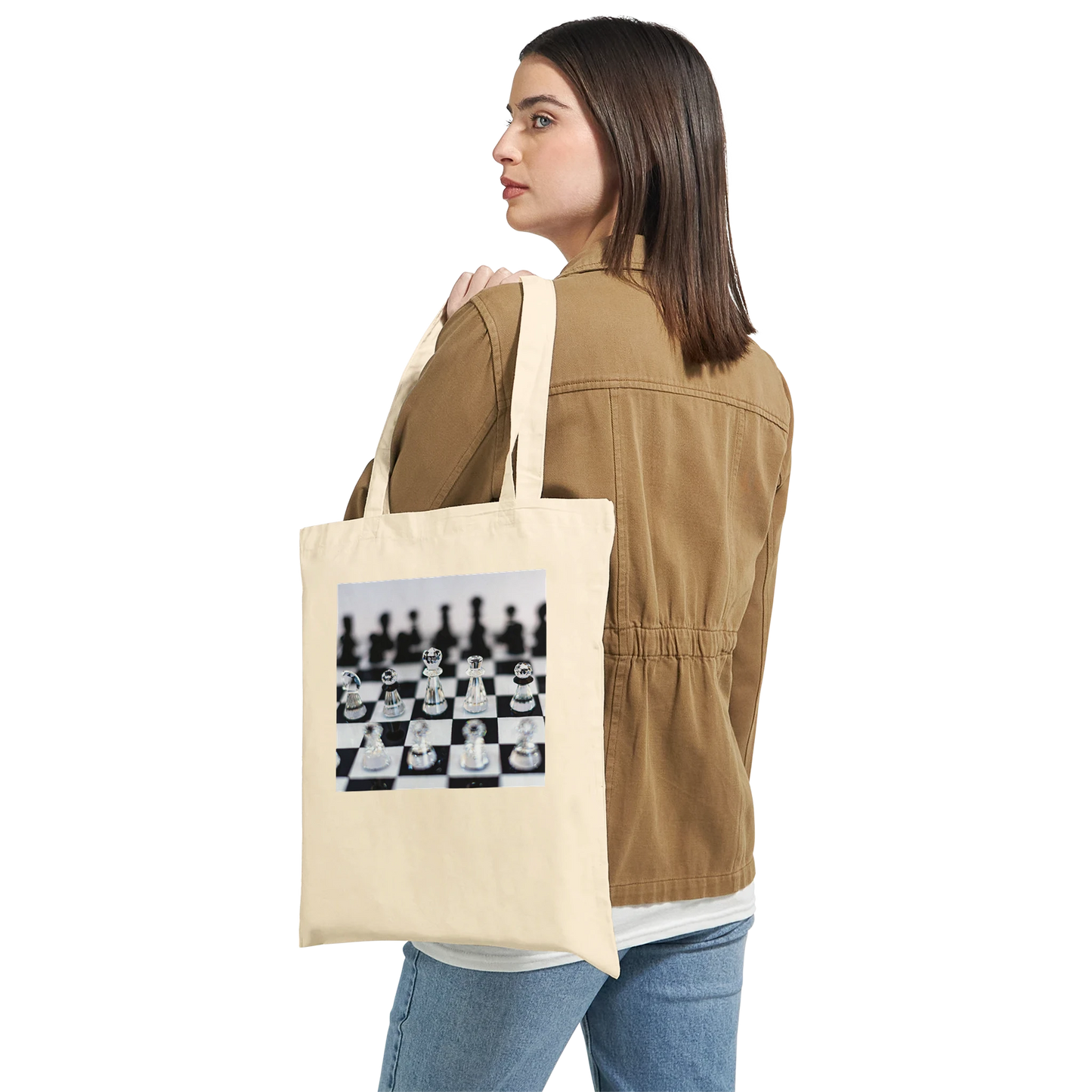 Think Sharp crystal chess tote bag — Classic Black