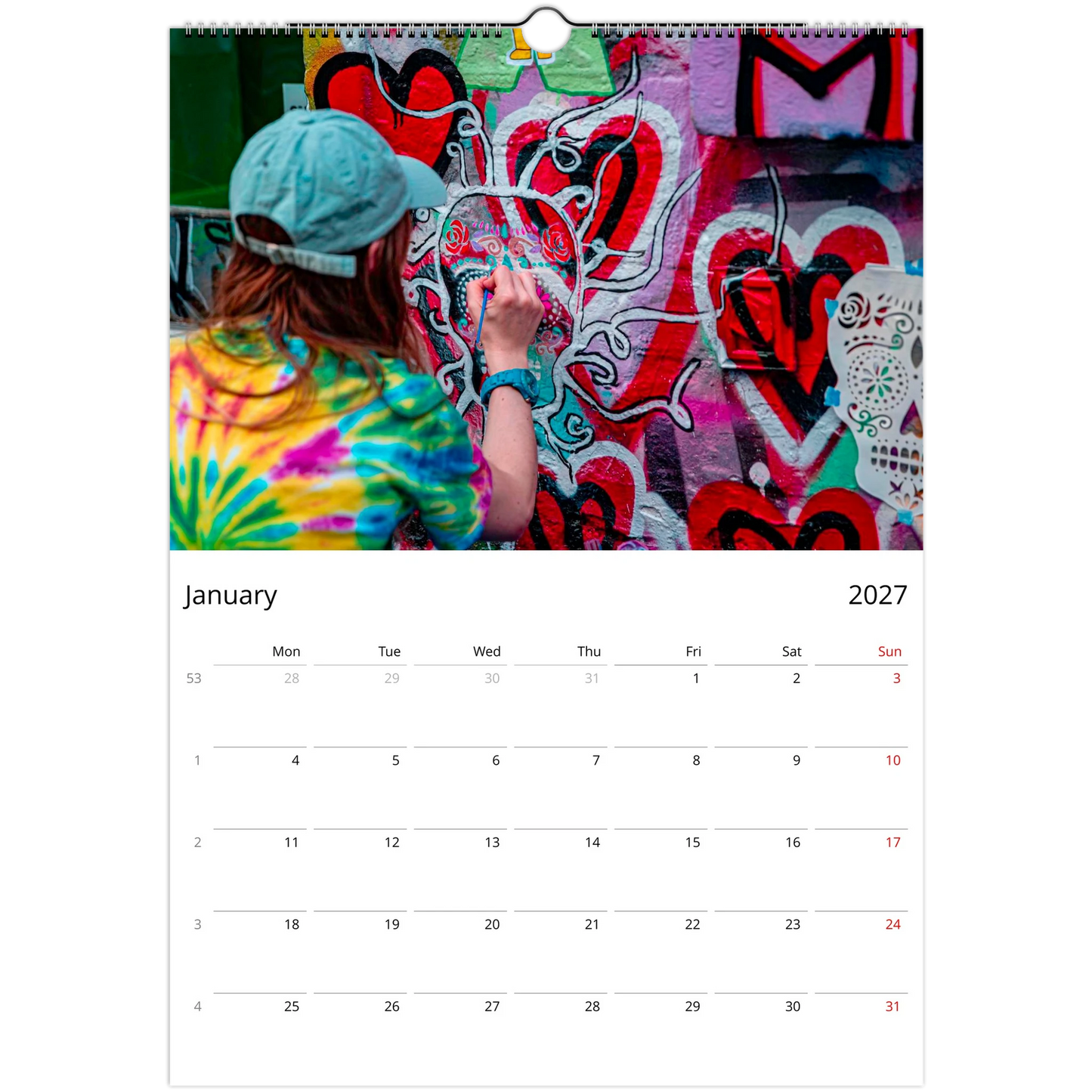 2027 Graffiti Wall Calendar – lifestyle wall display in home interior