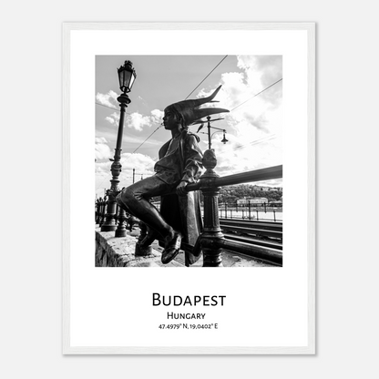 Personalized framed Budapest travel poster - white frame - close-up